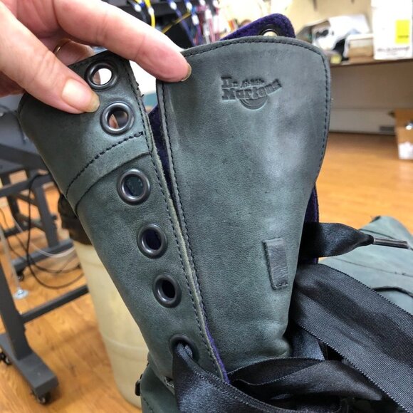 Dr Martens 12107 Green leather lace up Purple plaid Triumph Boots UK 4/ M 5/ L 6 - Picture 9 of 9